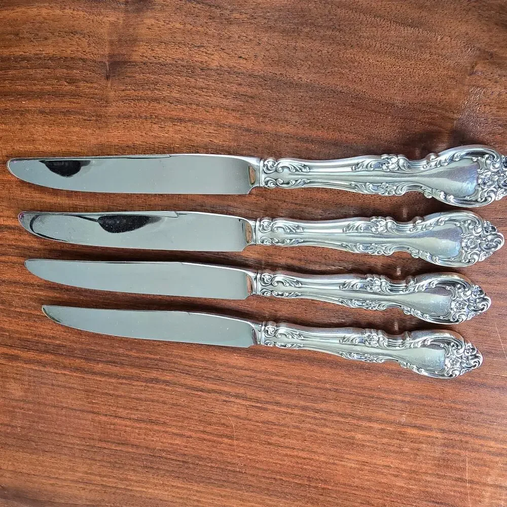Gorham Melrose Sterling Silver Dinner Knives 4 Hollow Handle Stainless No Mono